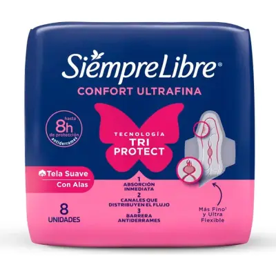 Protector Femenino Siempre Libre Ultrafino Con Alas X 8