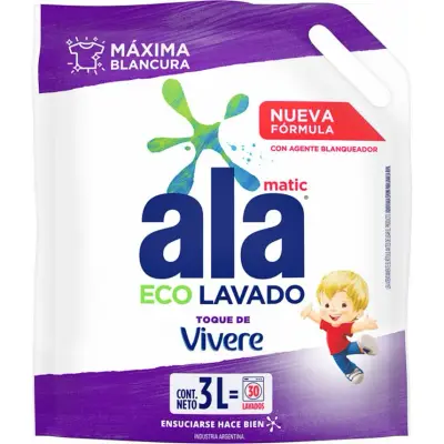 Jabón Líquido para Ropa Ala Ecológico Toque Vivex 3 L