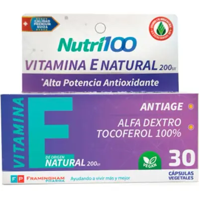 Vitamina E Natural Nutri100 30 Comprimidos