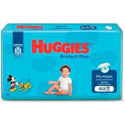 Pañales Huggies Protección Plus Talle G x40