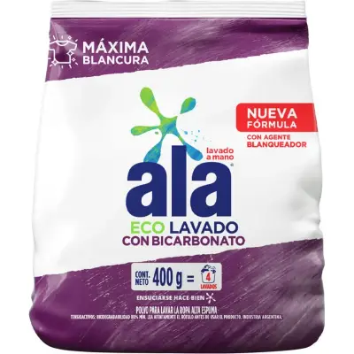 Jabón en Polvo Ala Lavado a Mano con Bicarbonato 400 g