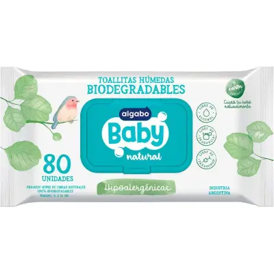 Algodón Algobo Natural Wipes 80 unidades