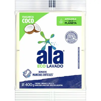 Jabón en Barra para la Ropa Ala Ecolava Pack x2 200 g