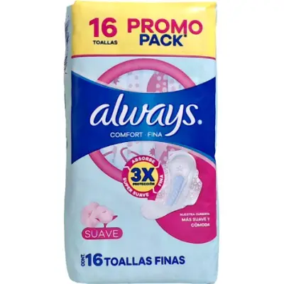 Toallas Femeninas Always Suave 16 Unidades