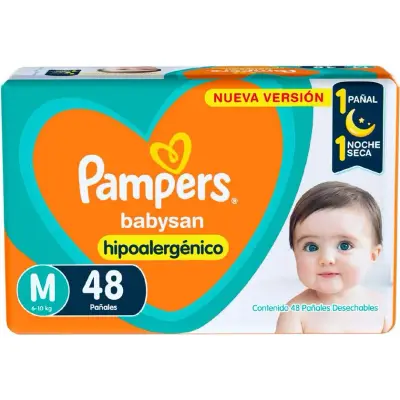 Pañales Pampers BABYSAN Talle MED x 48