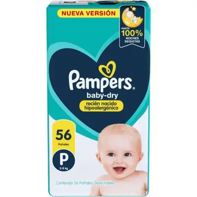 Pañal Pampers Baby Dry Pequeño x56