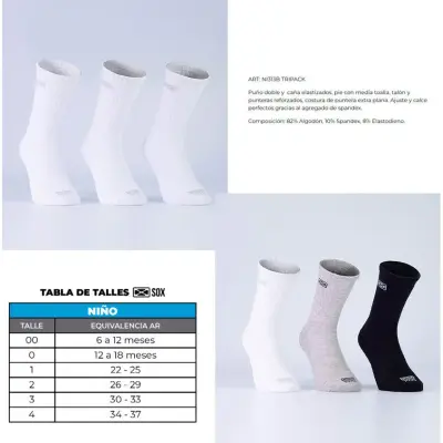 Medias de Compresión Sox Soquete Tripack Talle 2
