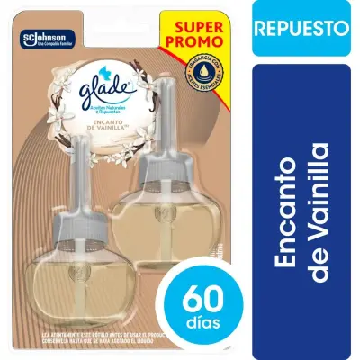 Aromatizador Glade Aceite Twilight Reparador Vainilla Pack 2