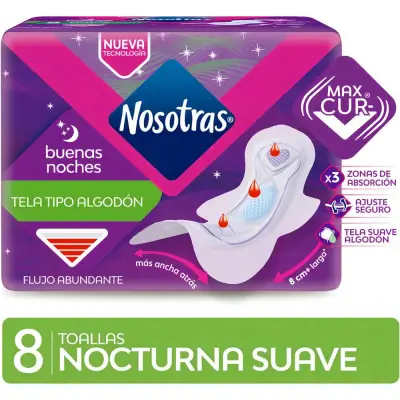 Protector Femenino Nosotras Toalla Noche 8 Unidades