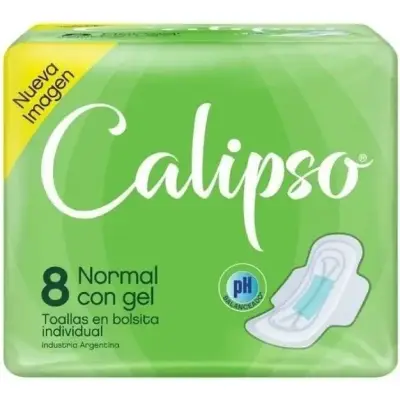 Protector Femenino Calipso Plus Toalla con Alas Pocketex 8 unidades