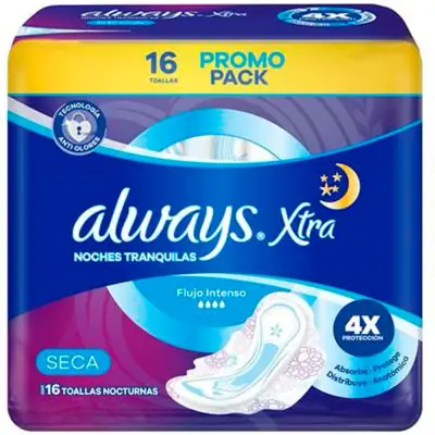 Pañal Always Xtra Noches Talla Seca 16 unidades