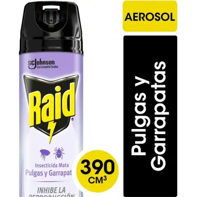 Insecticida Raid Aerosol Pulgas y Larvas 390 ml