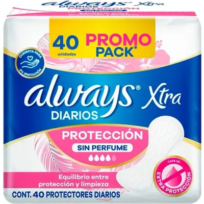 Always Protectores Diarios Liners Sin Perfume x40