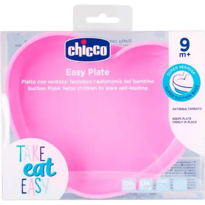 Plato de Silicona Chicco Corazón 9 meses Rosa