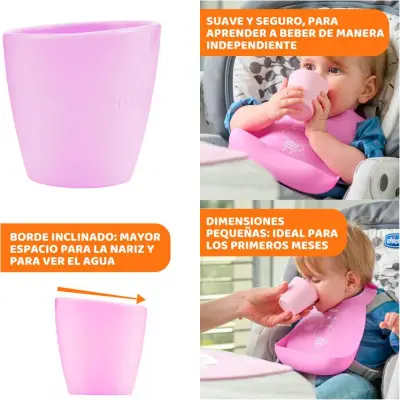 Vaso de Silicona Chicco Rosa