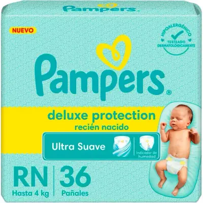 Pañal Pampers Deluxe Protección Recién Nacido 36 Piezas