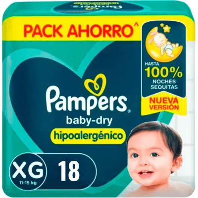 Pañales Pampers Baby Dry XG x 18 unidades