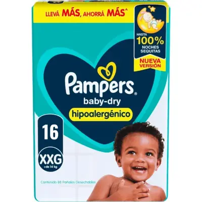 Pañal Pampers Baby Dry Talla XXG x 16 Unidades