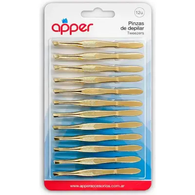 Pinza de Depilación Dorada Apper x 12