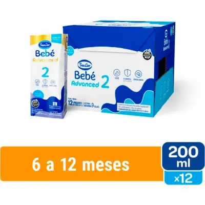Sancor Bebé 2 Advance Leche Líquida Brik 200 ml Pack x12