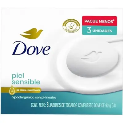 Jabón Líquido Dove Piel Sensible Pack 3 x 90 ml