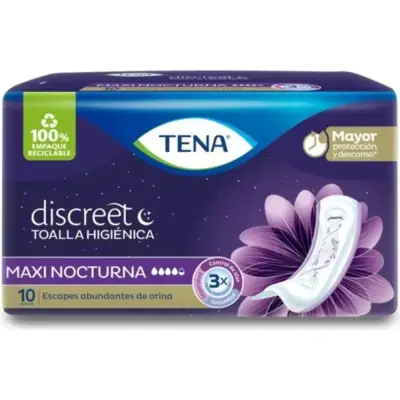 Toallas Femeninas Tena Discreet Maxi Night x10