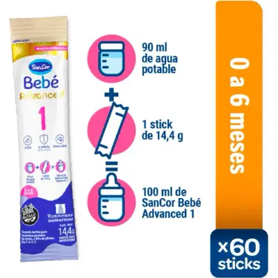Sancor Bebé 1 Leche en Polvo Stick 60 unidades