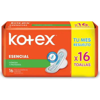 Pañal Kotex Tofé Essencial Normal Alas 16 Unidades