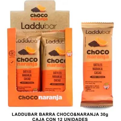 Laddu Bar Barra de Chocolate y Naranja 12 Unidades