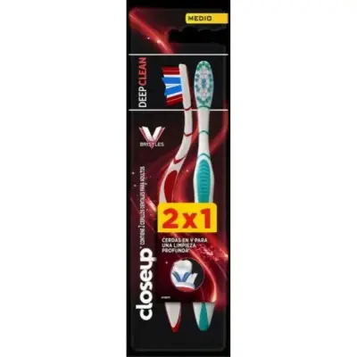 Cepillo de Dientes Close Up Deep Clean Dureza Media Pack 2 Unidades