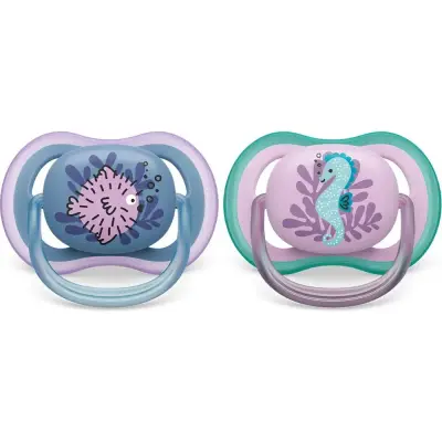 Chupetes Avent 6-18 Meses Azul Lila Pack x2