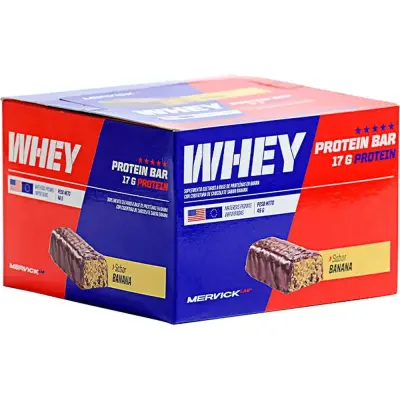 Barra de Proteína Whey Mervick Sabor Banana 12 x 46 g