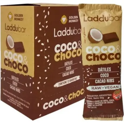 Laddubar Barra de Coco y Chocolate 12 Unidades