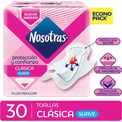 Protector Femenino Toa Clásico Calendario 30 unidades