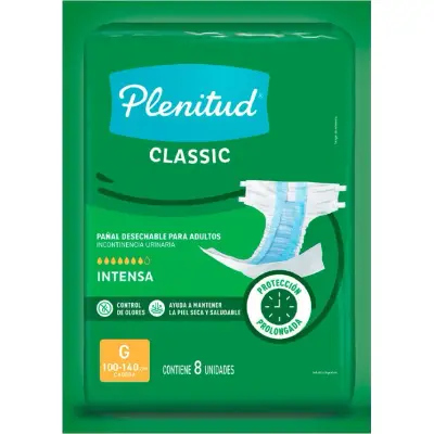 Pañales Plenitud Classic Tamaño G x8
