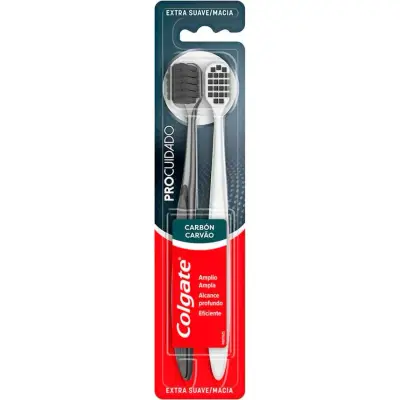Cepillo de Dientes Colgate ProCuidado Carbón Pack x2