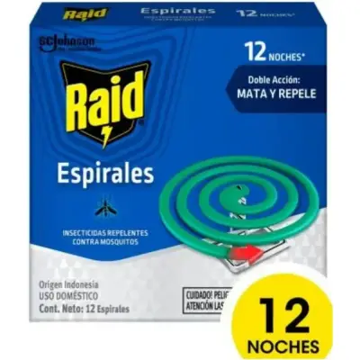 Espirales Repelentes Raid Verde Paquete x12 Unidades