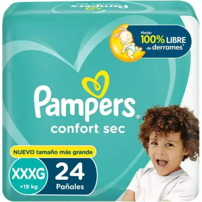 Pañales Pampers Confort Sec Talla XXXG x24