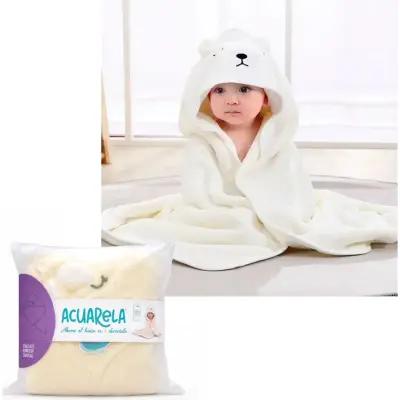 Toalla de Algodón con Capucha Oso Blanco