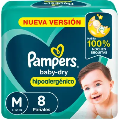 Pañal Pampers Baby Dry Talle Medio X 8