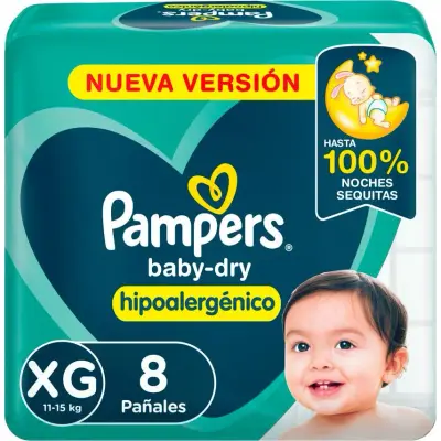 Pañal Pampers BabyDry XG Pack de 8