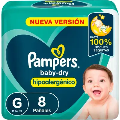Pañal Pampers Baby Dry Talle Grande x 8 unidades