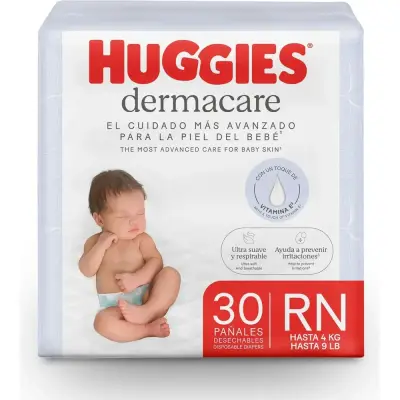 Pañal Huggies Dermacare Recién Nacido 30 Unidades