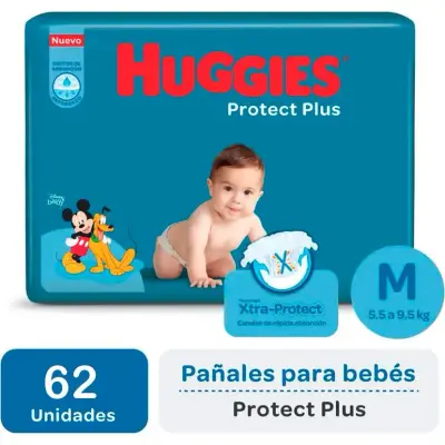 Pañal Huggies Protect Plus Talla M 62 unidades