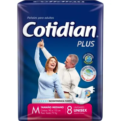 Pañales para Adulto Cotidian Plus Talle Mediano x8