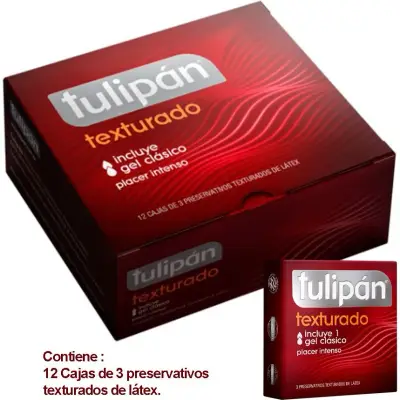 Preservativos Tulipán Texturado 12 cajas x 3 unidades