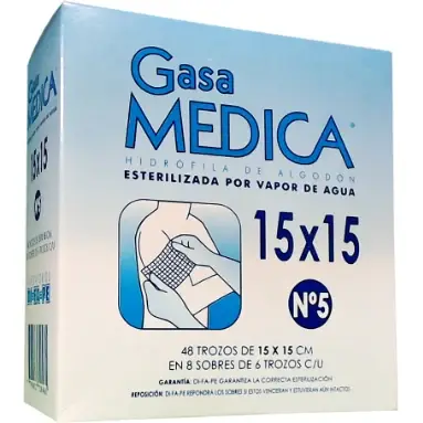 Gasa Estéril Medica Sobre N°5 15x15 cm