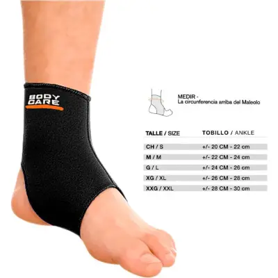 Tobillera Simple Body Care Negra Talle 2