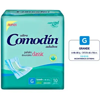 Pañales para Adulto Comodín Clásico Talle Grande x10