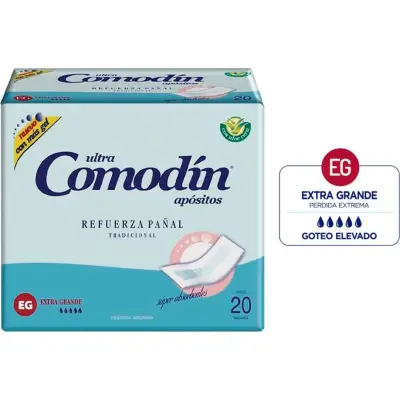 Apósitos para Incontinencia Comodín Refuerzo Extra Grande x20